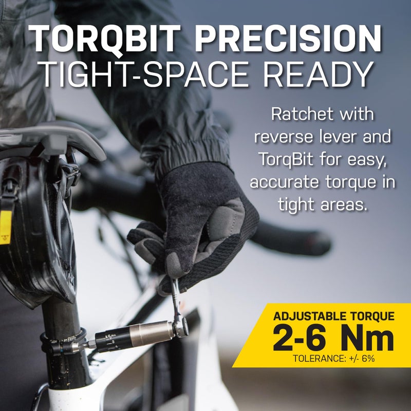 TOPEAK طقم أدوات إصلاح الدراجات توبيك راتشيت روكيت لايت NTX+ - أداة متعددة الوظائف مدمجة بـ 19 وظيفة مع عزم دوران قابل للتعديل TorqBit (2-6 نيوتن متر)، قطع ألين و توركس، مفك فيليبس، أداة سلسلة، حامل قطع مغناطيسي وحقيبة - Image 3